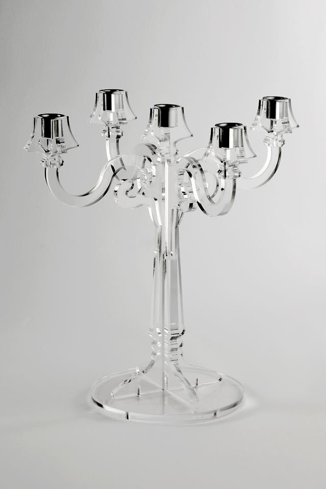 candelabro plexi 5 fiamme h. 40 cm.