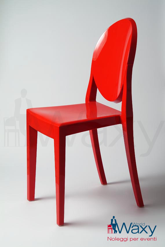 sedia kartell mod. Victoria Ghost in policarbonato colorato in massa rosso