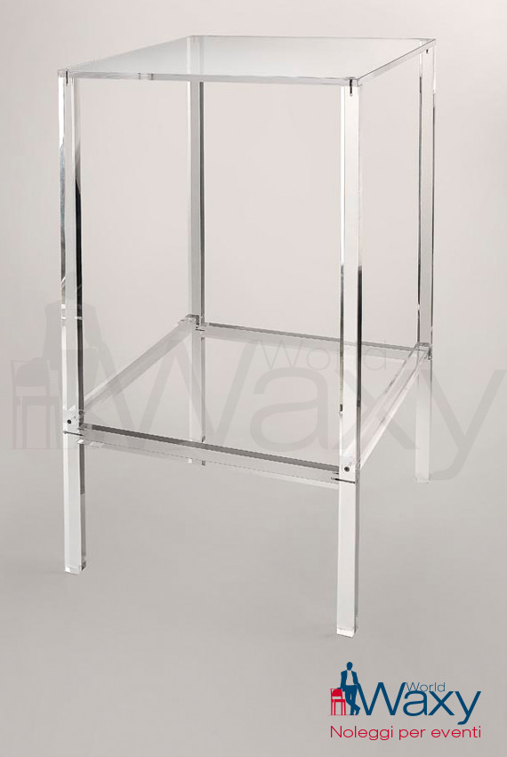 tavolo mangiainpiedi Sofia in plexiglass trasparente piano cm 60 x 60 h. 110 cm