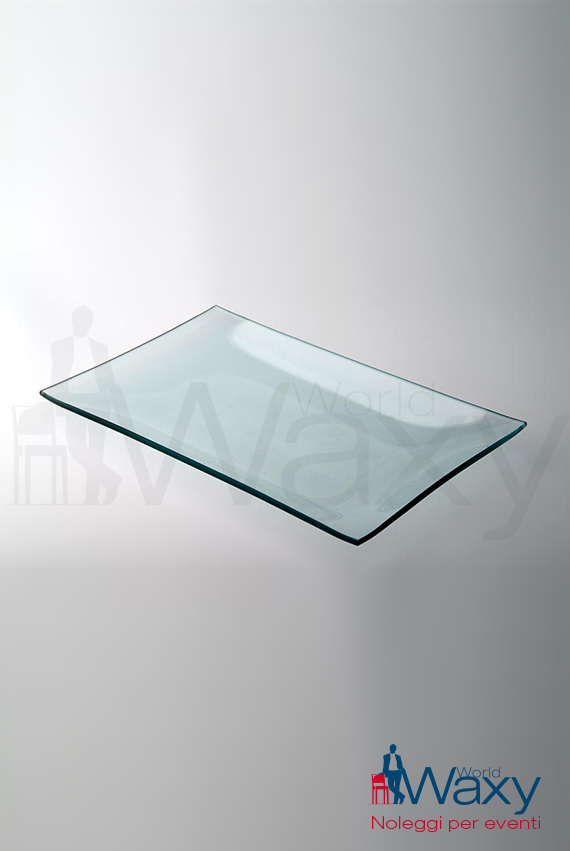 piatto rettangolare in vetro trasparente liscio cm 34x21