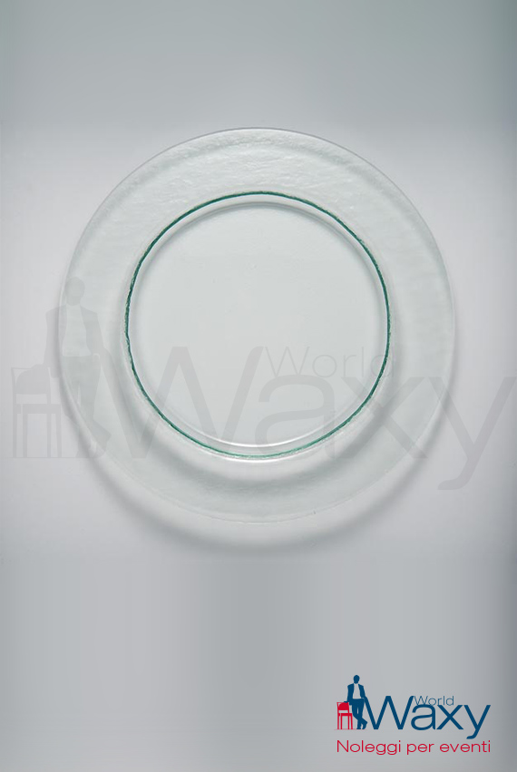 piatto piano cm 26 in vetro lavorato trasparente 