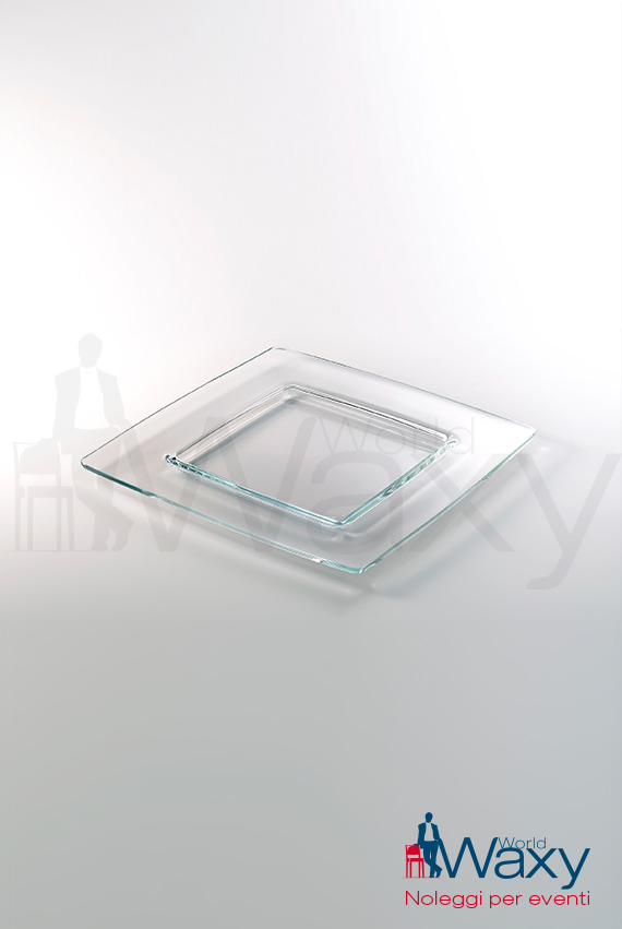 sottopiatto in vetro quadrato liscio con bordo cm 33x33