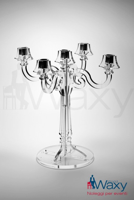 candelabro plexi 5 fiamme h. 40 cm.