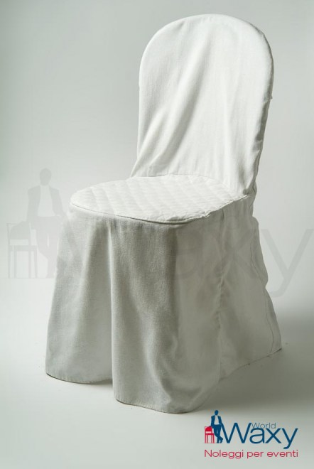 coprisedia in lino liscio color bianco seduta trapuntata