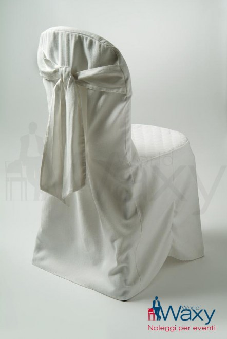 coprisedia in lino liscio color bianco seduta trapuntata - retro