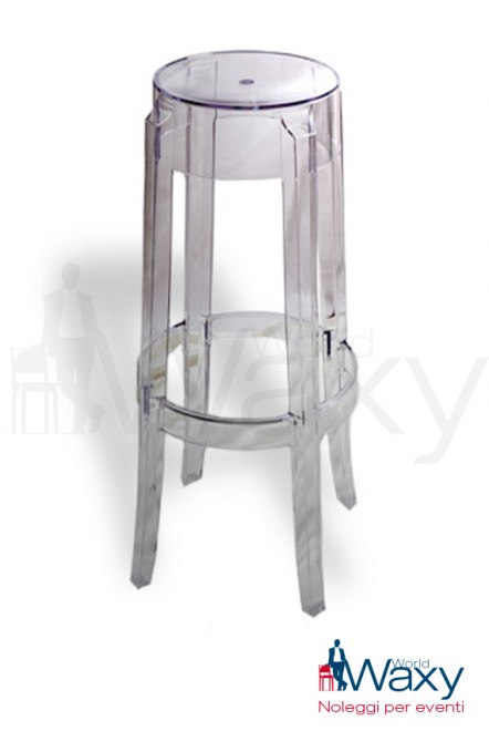 sgabello Kartell h 75 cm mod. Charles Ghost in policarbonato trasparente