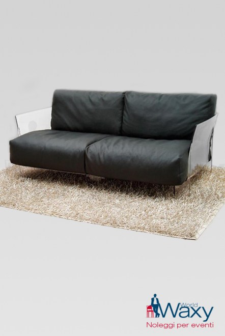 poltrona kartell Pop NERO in ecopelle con sponde in policarbonato. trasparnte