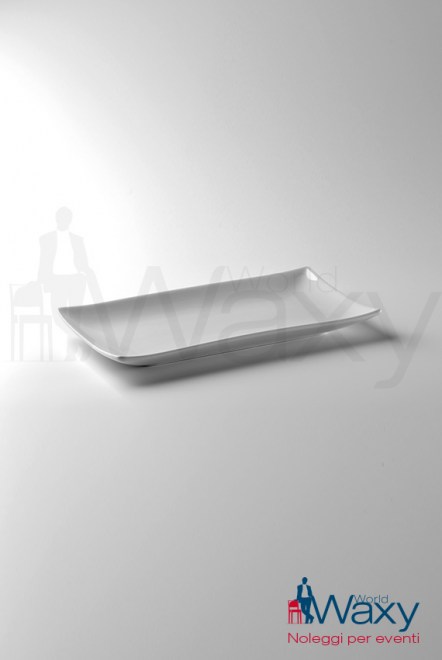 piatto rettangolare concavo 28x15 cm mod. Sushi porcellana bianca