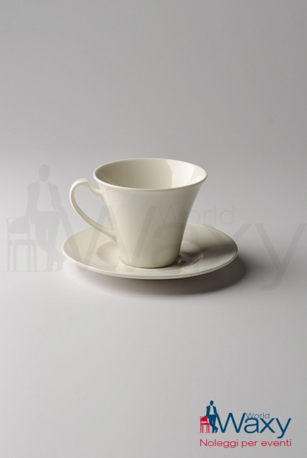tazza the con piattino Le Coq porcellana panna