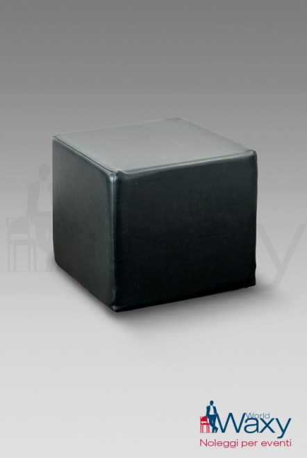 pouf in ecopelle nero cm 50x50 h 45