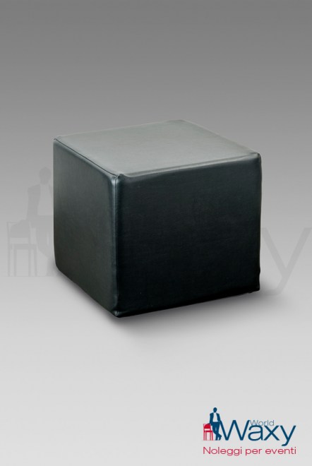 pouf in ecopelle nero cm 50x50 h 45