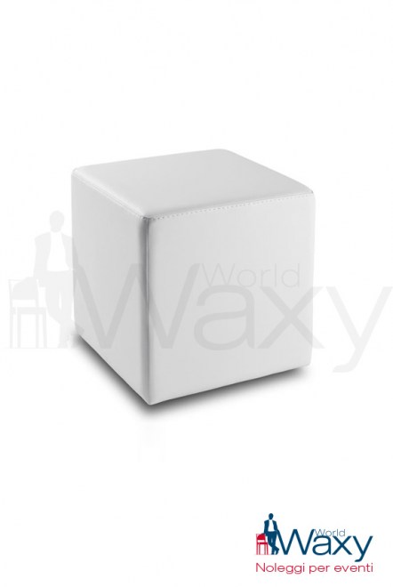 Noleggio pouf in ecopelle bianco cm 40×40 h 40