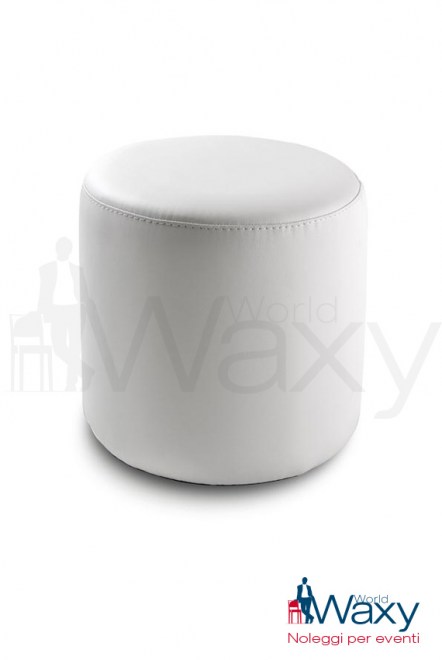 pouf in ecopelle bianco tondo diam. cm 40 h 40