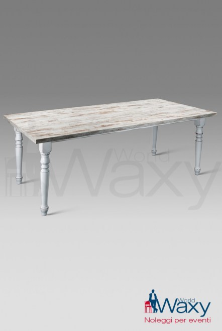 tavolo "shabby" in legno decapato bianco 200x100 cm