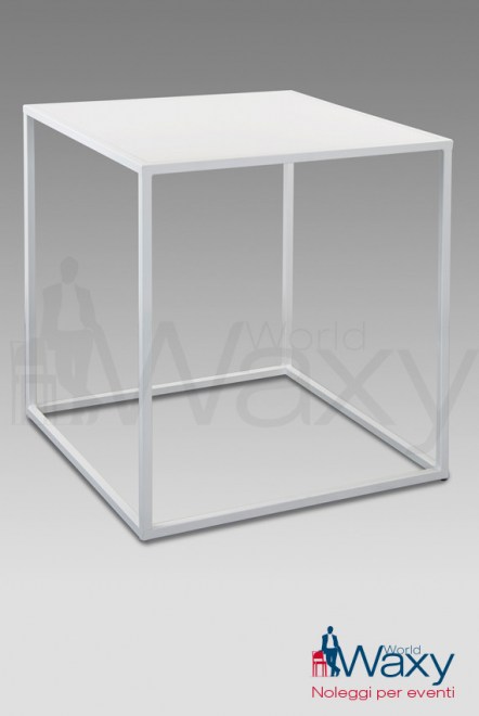 tavolo quadrato Andrea 70x70 h 74 piano legno bianco gambe metallo bianco