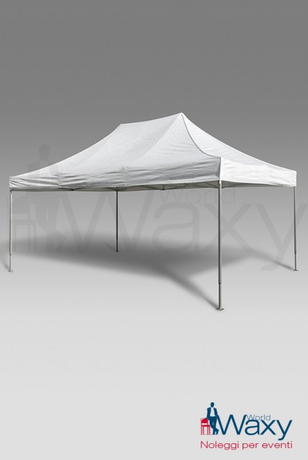 tenda mastertent 6x4 a pantografo con telo bianco, impermeabile e ignifugo