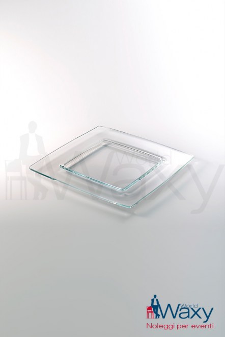 sottopiatto in vetro quadrato liscio con bordo cm 33x33