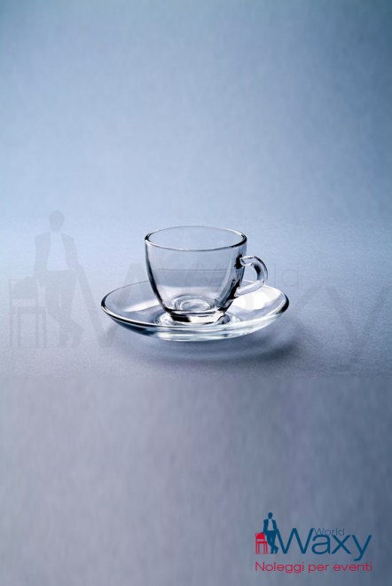 tazzina caffé in vetro con piattino