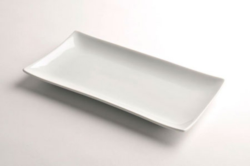 piatto Sushi rettangolare bianco cm 28x15 concavo