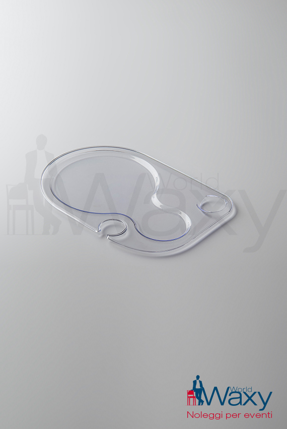 piatto Bento in plexiglass trasparente con foro porta-bicchiere