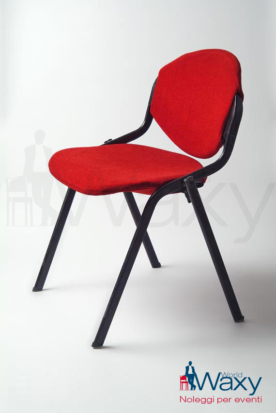 poltrona Ellisse in tessuto imbottito rosso ignifuga