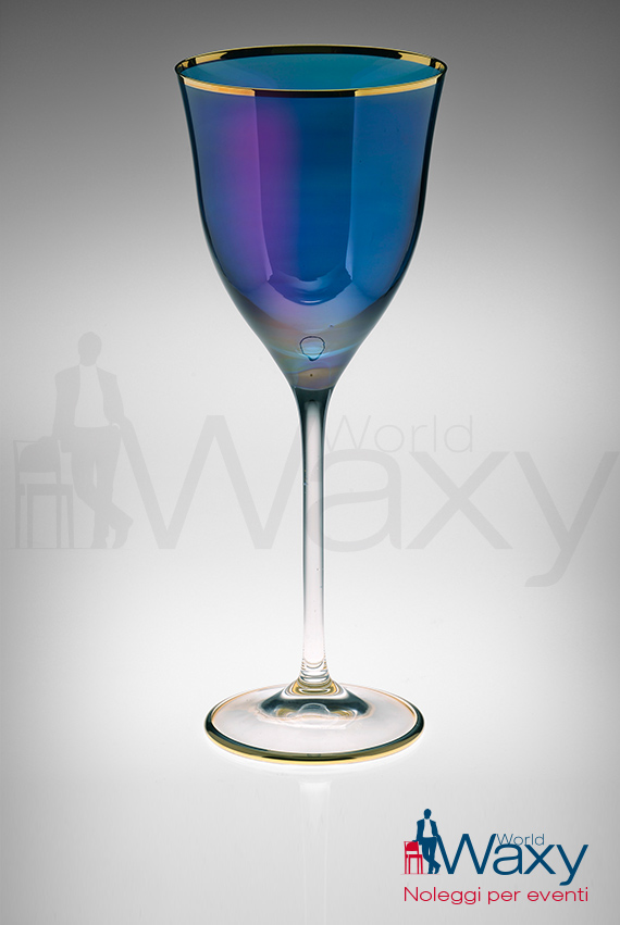 calice vino  Linea Sabina color blu filo oro cl 28
