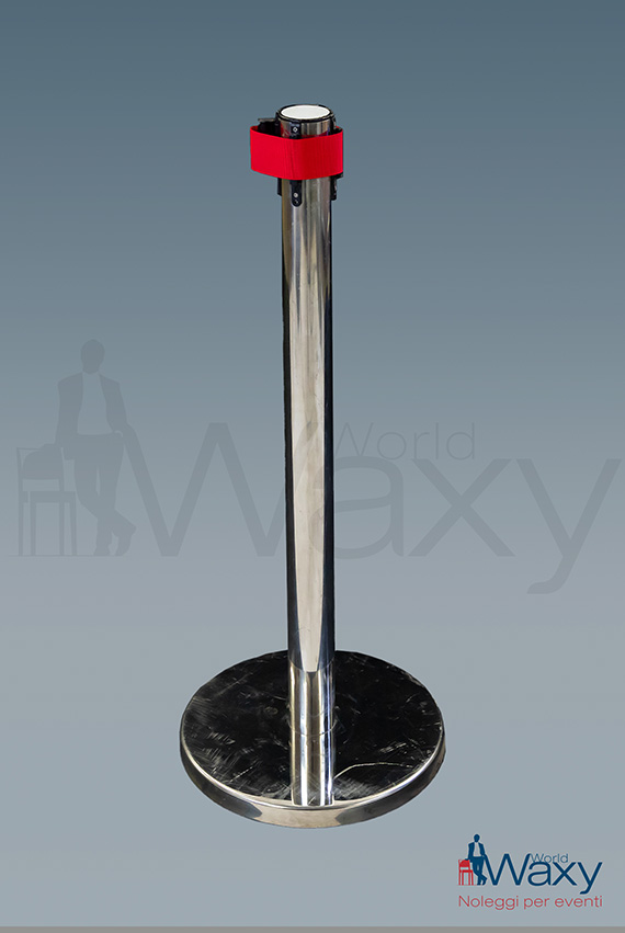 colonnina tendinastro in acciaio con nastro rosso