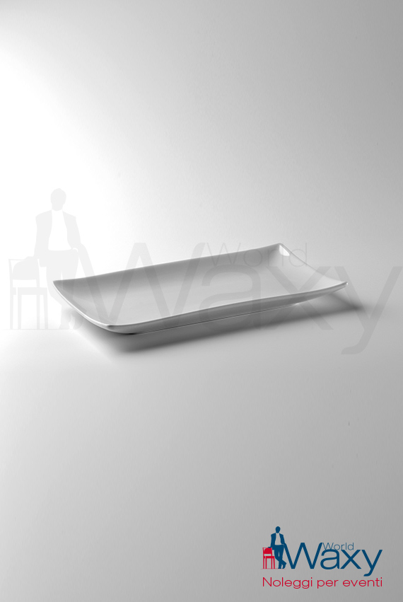 piatto rettangolare concavo 28x15 cm mod. Sushi porcellana bianca