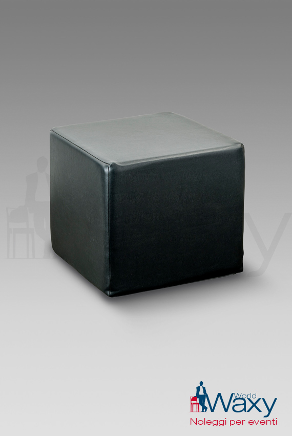 pouf in ecopelle nero cm 50x50 h 45