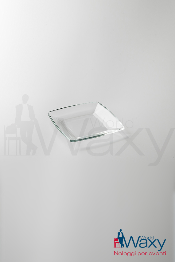 piatto pane quadrato 15X15 vetro trasparente liscio