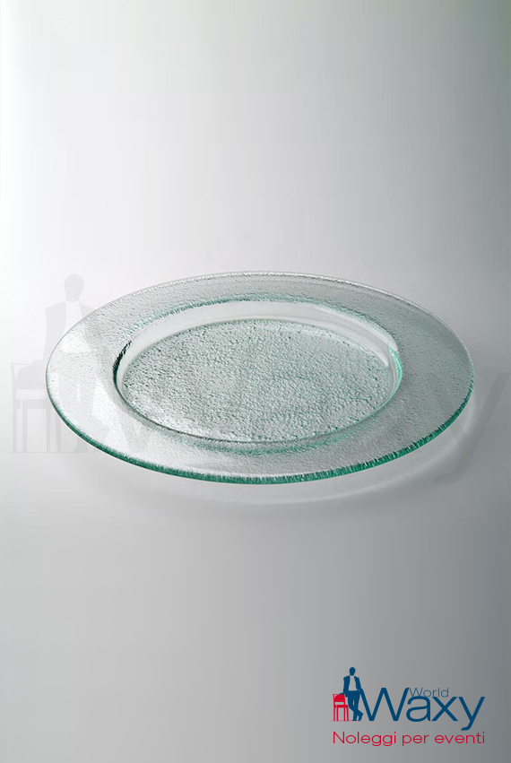 sottopiatto rotondo in vetro lavorato trasparente d. cm 32
